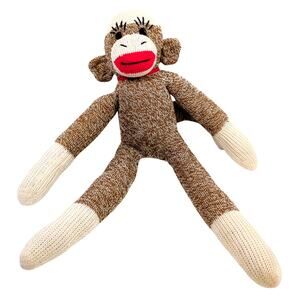 Super Sock Monkey Plush Stuffed Animal Mitch Mitchell Made in USA Vintage Toy